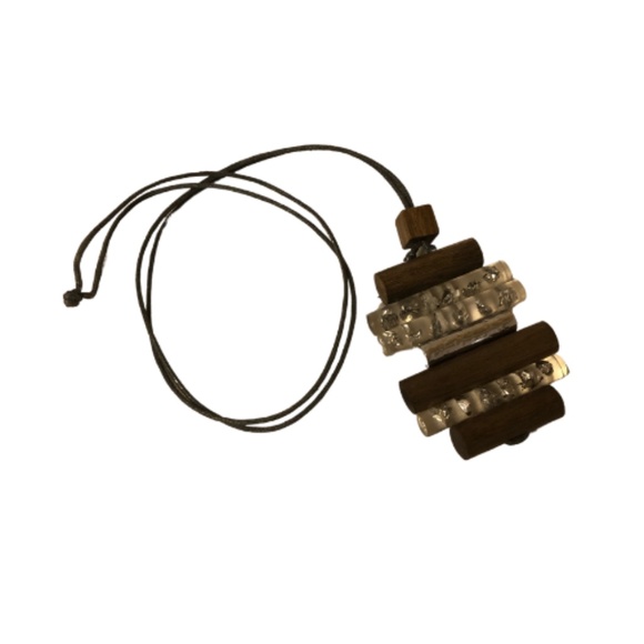 Geometric Minimalist Wood Pendant Necklace - Picture 3 of 3